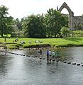 The iconic stepping stones and Bolton Abbey