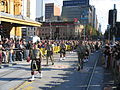 Members of the 5th/6th Battalion, Royal Victoria Regiment wearing Scottish traditional dress marching on ANZAC day in 2006.