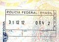 Brazilian immigration exit stamp.