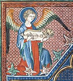 England, c. 1310 AD. Angel holding a citole