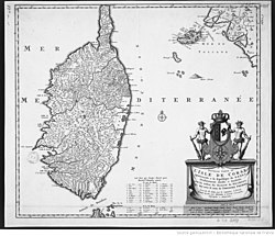 1737 map of Corsica commissioned by King Theodore