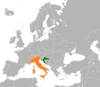 Location map for Croatia and Italy.