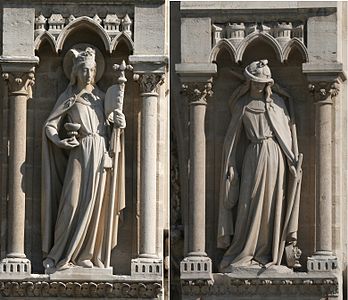 Ecclesia and Synagoga, statues on each side of the west façade