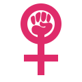 Raised fist within Venus symbol, used as a symbol of second-wave feminism (1960s)[g]