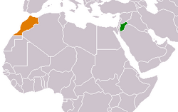 Map indicating locations of Jordan and Morocco