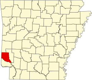 Map of Arkansas highlighting Sevier County