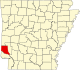 State map highlighting Sevier County