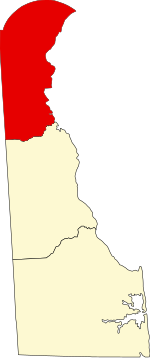 Map of Delaware highlighting New Castle County