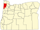 State map highlighting Tillamook County
