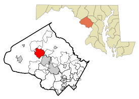 Location of Germantown in Montgomery County and Maryland