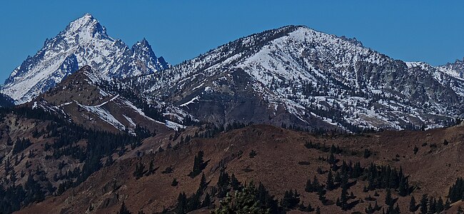 Mt. Stuart (left) and Navaho Peak, from southeast