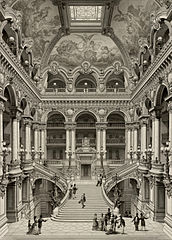 Gesamtansicht des Treppenhauses, Kupferstich, 1880