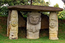 San Agustín Archaeological Park (UNESCO World Heritage Site), contains the largest collection of religious monuments and megalithic sculptures in Latin America[24] and is considered the world's largest necropolis.