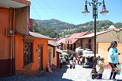 Overlooking a street in the center of Pinal de Amoles