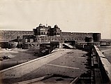 Samuel Bourne, "The Fort. Delhi Gate. Agra," 1863–1869, photograph mounted on cardboard sheet