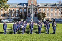 The U.S. Coast Guard Band in marching formation.