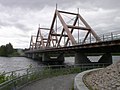 Vihantasalmi-Brücke in Finnland von 1999, längste Straßenbrücke mit Hängewerk aus Holz