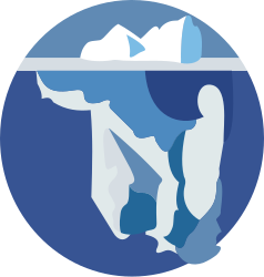 Logo; blauer Kreis mit Eisberg, dieser weitgehend unter der Wasseroberfläche