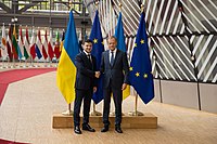 Tusk with Ukrainian President Volodymyr Zelenskyy in Brussels, June 2019