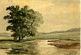 1896, pond, watercolour.
