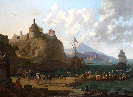 A Mediterranean Harbour Scene with Figures, Late 17th century, Private collector, Unknown location