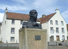 Bust of Admiral Lord Dundonald (previously known as Lord Cochrane), in Culross, by Scott Sutherland; originally commissioned for HMS Cochrane shore base.