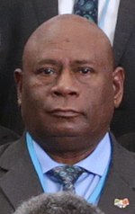 Bartholomew Parapolo poses for an official photo as part of the delegation led by Solomon Islands Prime Minister Manasseh Sogavare (26 September 2017) in Taipei, Taiwan