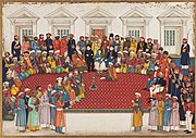 Begum Samru and her household by Muhammad A'zam. Delhi, c. 1820
