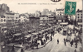 Place du Peuple with tram, which began operating in 1881 (photo circa 1912)