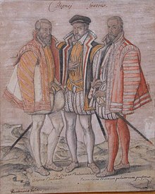 The three brothers standing for a portrait in a row, Gaspard in the middle