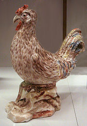 Cock, soft-paste porcelain, Villeroy-Mennecy, c. 1750.