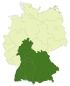 Map of the area of the Regionalliga Süd