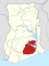 Location of Eastern Region in Ghana