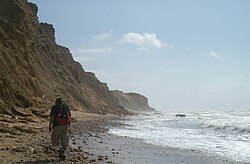 Walking on the Israel National Trail on the coast of the Mediterranean