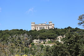 View of Verdala Palace overlooking Buskett Gardens