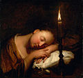 Eingeschlafenes Mädchen. Jean-Baptiste Santerre (Ein schlafendes Mädchen, 1700–1725)