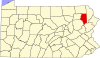 State map highlighting Lackawanna County