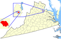 Location of Fredericksburg in Northern Virginia