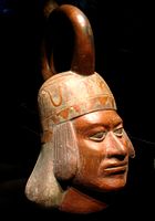 Moche portrait vessel with stirrup spout, Peru, 100 BCE–700 CE