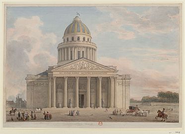 The Panthéon in 1795. The façade windows were bricked up to make the interior darker and more solemn.