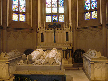 Tombs of Pedro II and Teresa Cristina (center), Princess Isabel (left), and Prince Gaston (right)