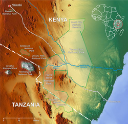 Map showing the location of Amboseli National Park