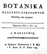 Krzysztof Kluk, Botanics for national schools, (1785).