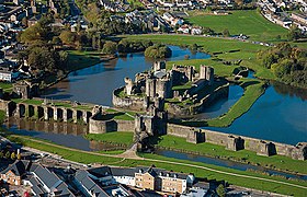 Caerphilly Castle, south of Wales, 13th century