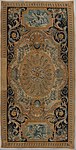 Carpet with fame and fortitude; by the Savonnerie manufactory; 1668–1685; knotted and cut wool pile, woven with about 90 knots per square inch; 909.3 x 459.7 cm; Metropolitan Museum of Art
