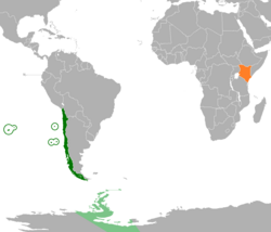 Map indicating locations of Chile and Kenya