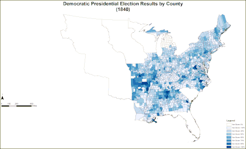 Map of Democratic presidential election results by county