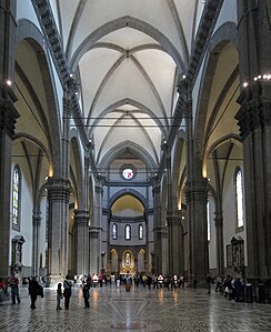 Nave of Florence Cathedral, with its wide and deep galleries (1294)