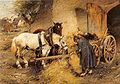 Bauer füttert seine Pferde, 1886