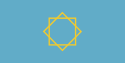 Flag depicting two squares with yellow outline forming 8-pointed star on a blue background